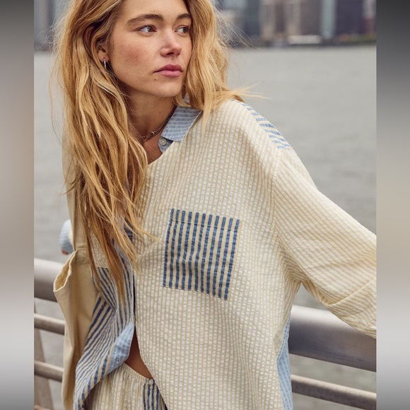 Aerie Off Duty Seersucker Button Down - Picture 2 of 8